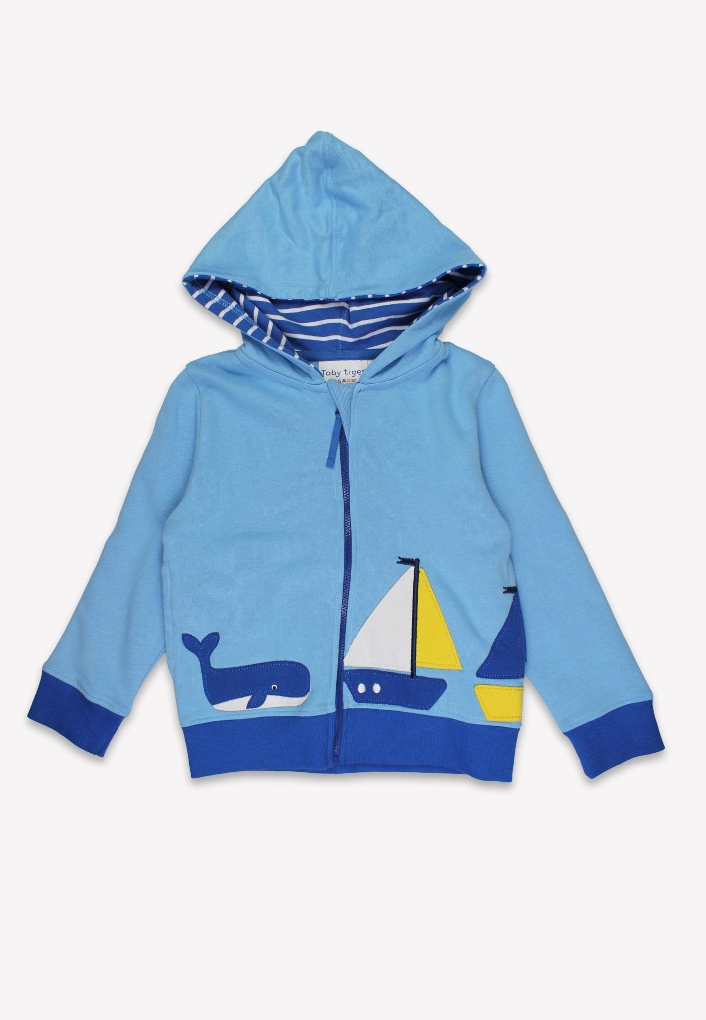 Toby Tiger Organic Cotton St Ives Appliqué Hoodie — Sky Blue