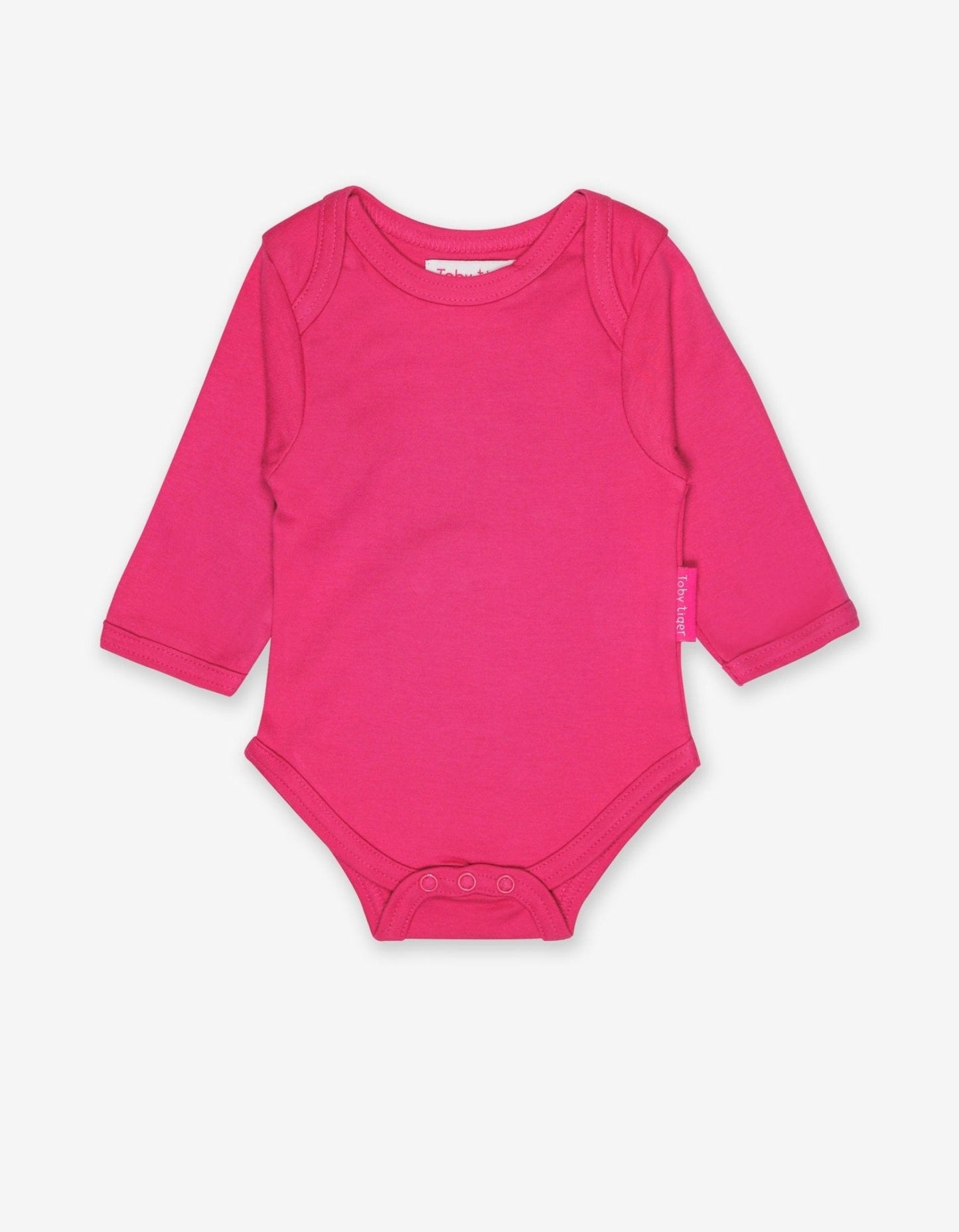 Toby Tiger Organic Cotton Long-Sleeved Baby Body — Hot Pink