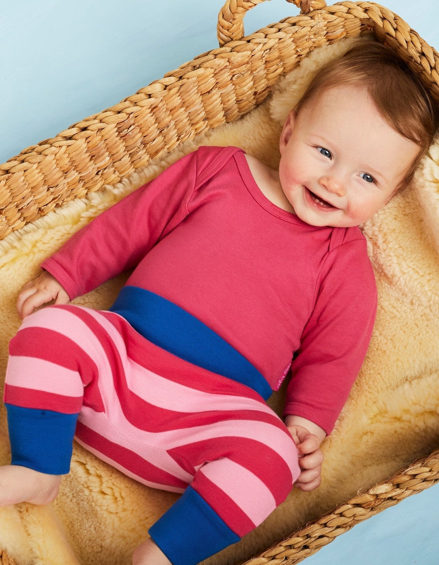 Toby Tiger Organic Cotton Long-Sleeved Baby Body — Hot Pink