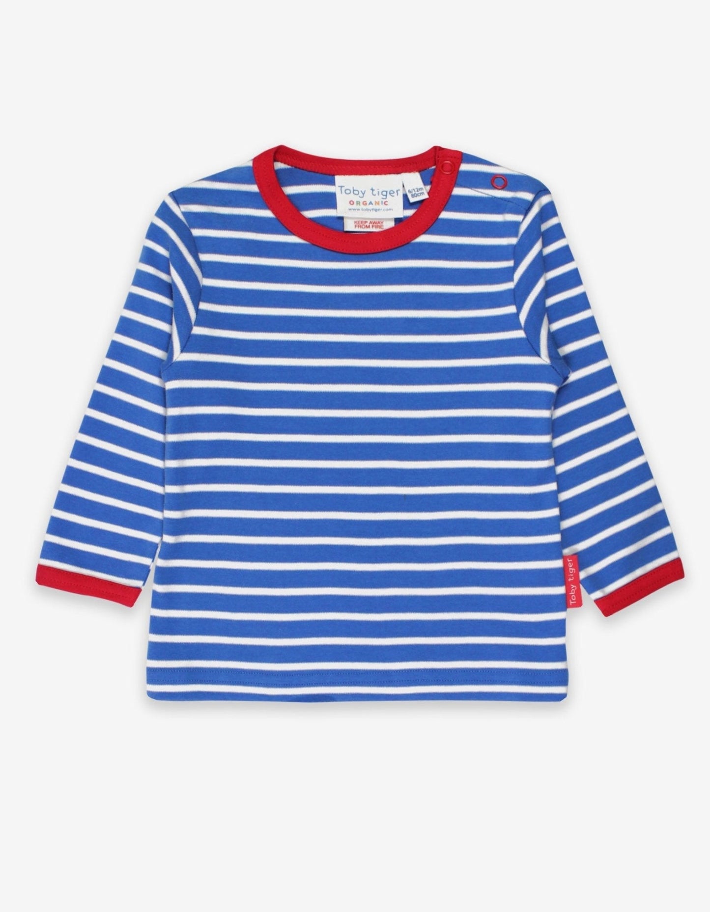 Toby Tiger Organic Cotton Breton Stripe Long-Sleeved T-Shirt — Blue & White