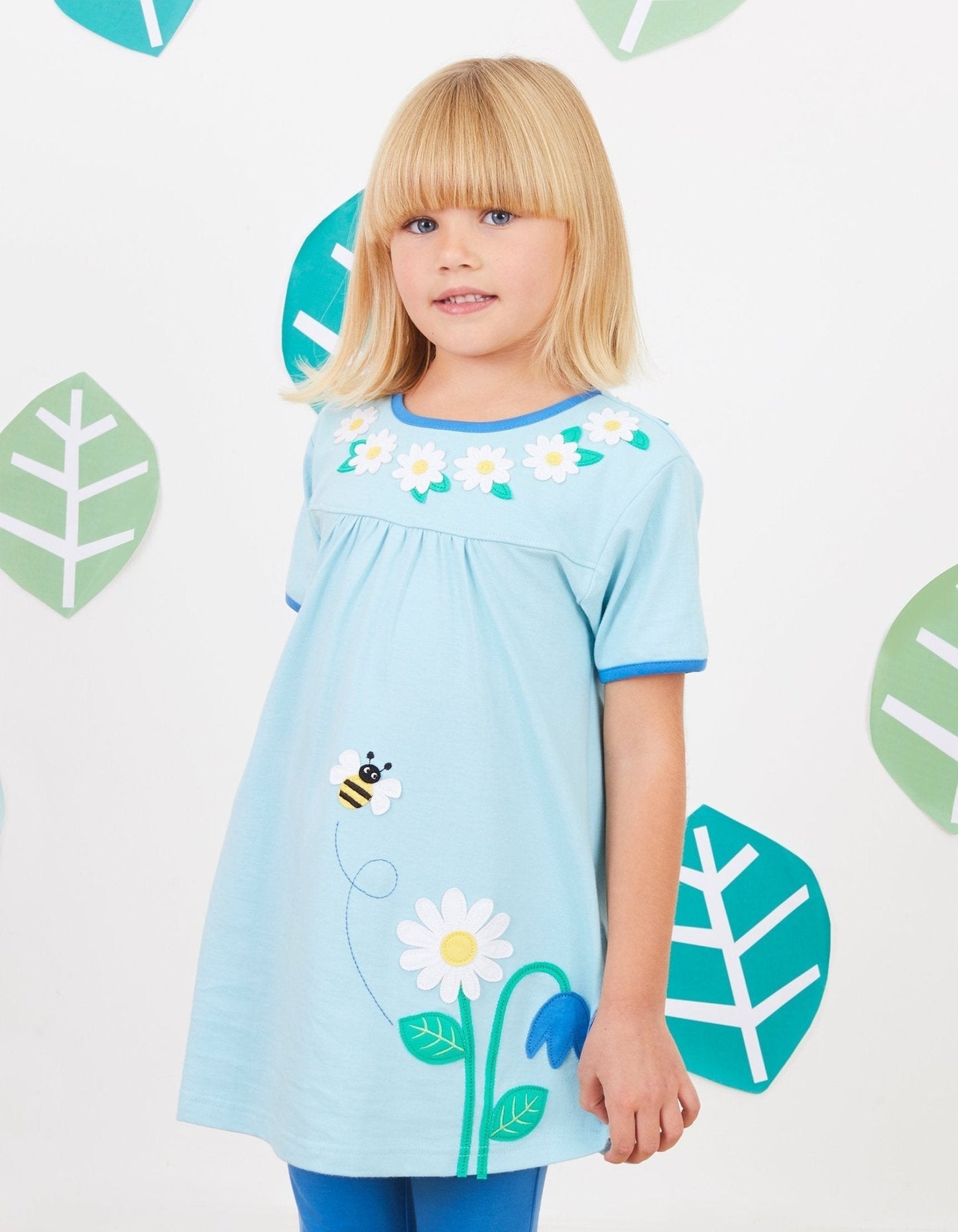 Toby Tiger Organic Cotton English Garden Appliqué T-Shirt Dress