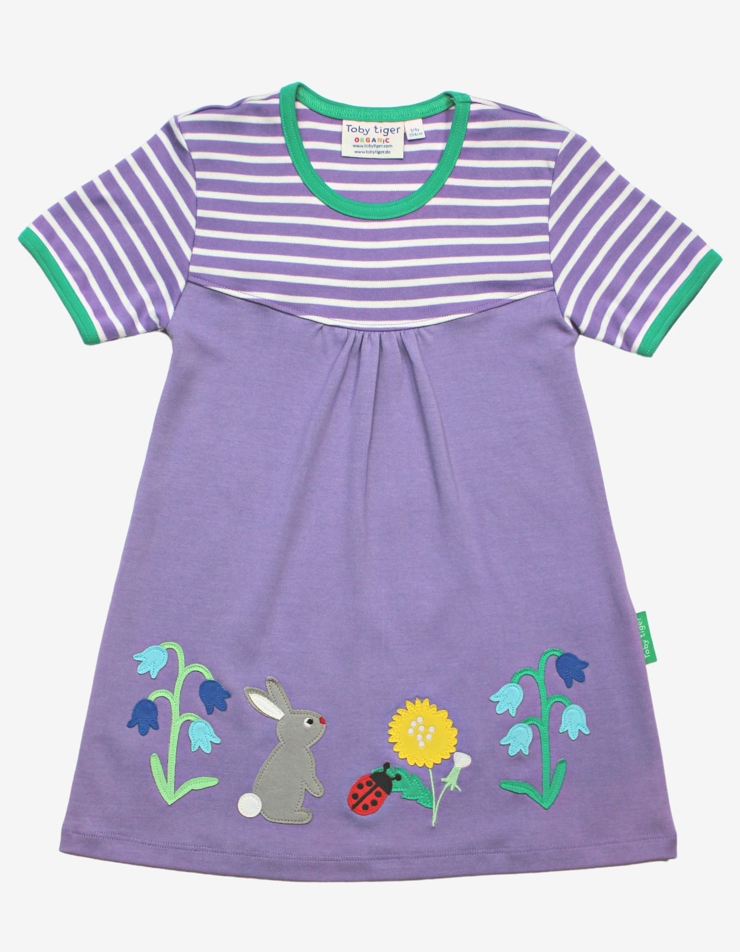 Toby Tiger Organic Cotton Spring Appliqué T-Shirt Dress — Lilac