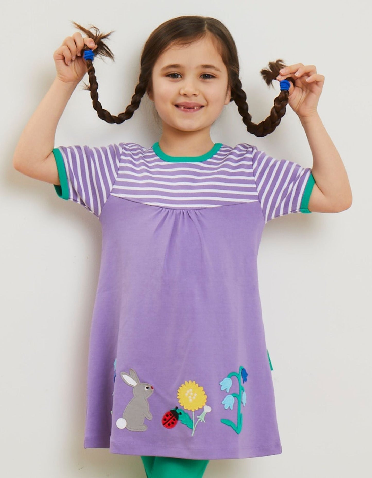 Toby Tiger Organic Cotton Spring Appliqué T-Shirt Dress — Lilac